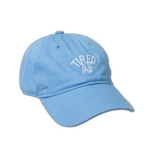 Tired AF Baseball Hat Embroidered Adjustable Strap Light Blue Francesca's